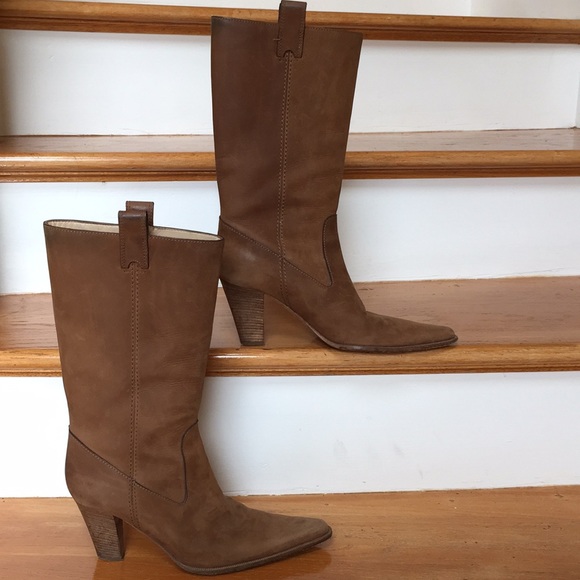 Michael Kors tan leather heeled western boots - Picture 4 of 8